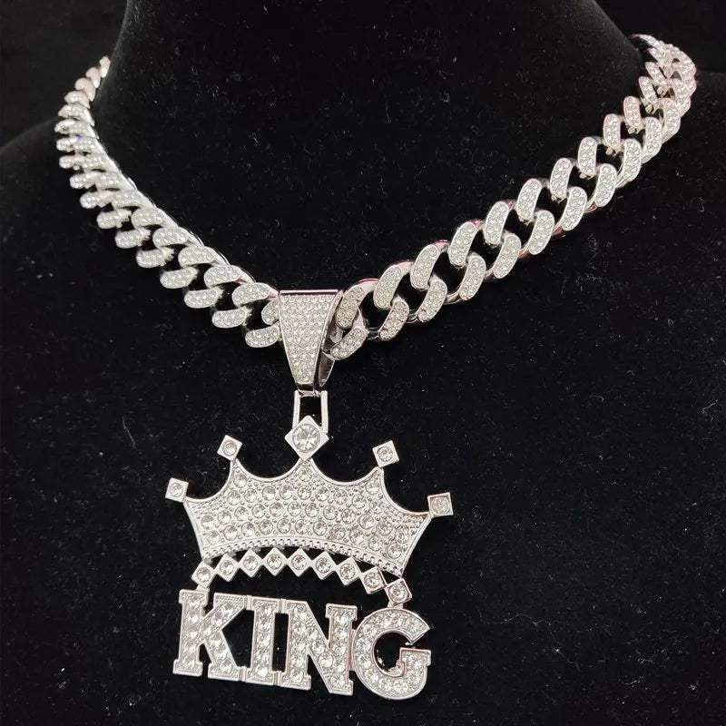 Chaîne cubaine King avec couronne creuse de style rue, 1 pièce