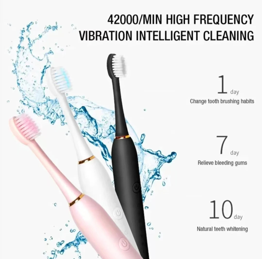 Electric Toothbrush Waterproof DuPont Brush Head USB Rechargeable High Frequency Cleaning