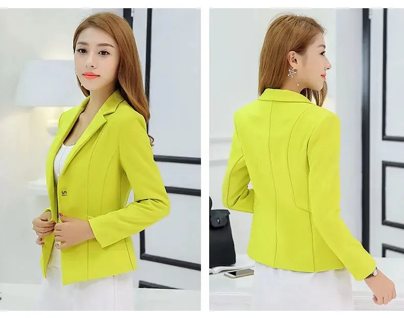 Elegant Women's Skinny Patchwork Blazer with Ruffles for Spring/Summer