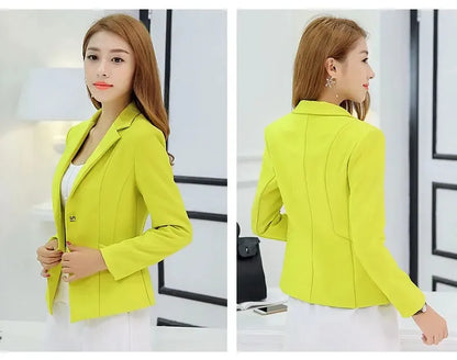 Elegant Women's Skinny Patchwork Blazer with Ruffles for Spring/Summer