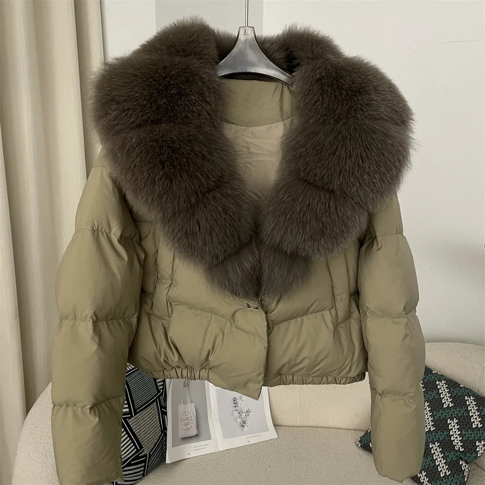 Short Puffer Jacket – Real Fox Fur & Down Coat