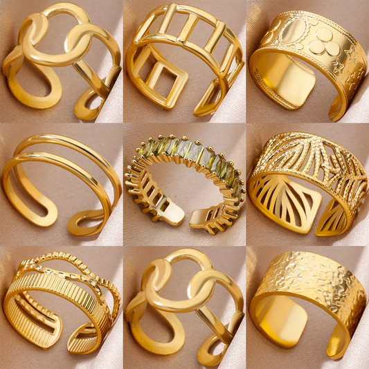 18K Gold Plated Stainless Steel Rings for Women