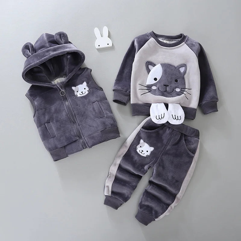 Ensemble d'hiver pour bébé à capuche et motif floral douillet