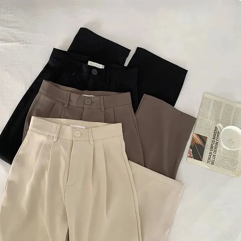 High Waist Straight Suit Pants for Women