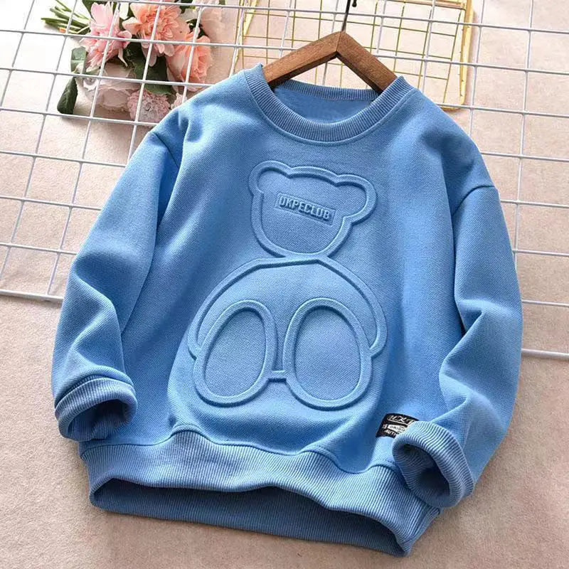 Long Sleeve O-neck Cute Tops for Girls Boys