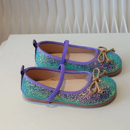 Chaussure de fête de mariage d'anniversaire de princesse petite sirène à paillettes