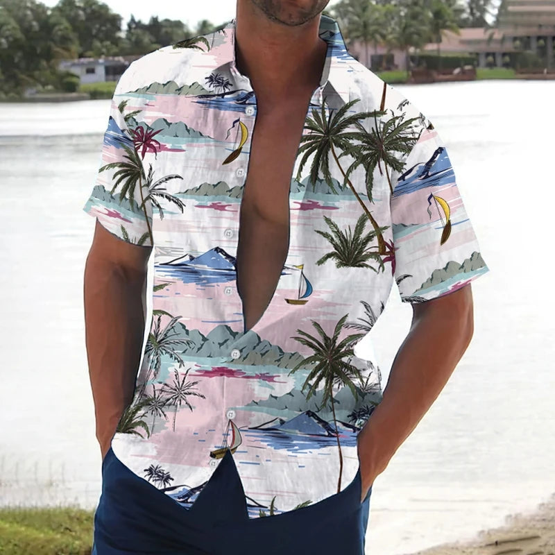 Tier Kran Männer Hawaiian Shirt 3d Pflanze Shirt für Männer