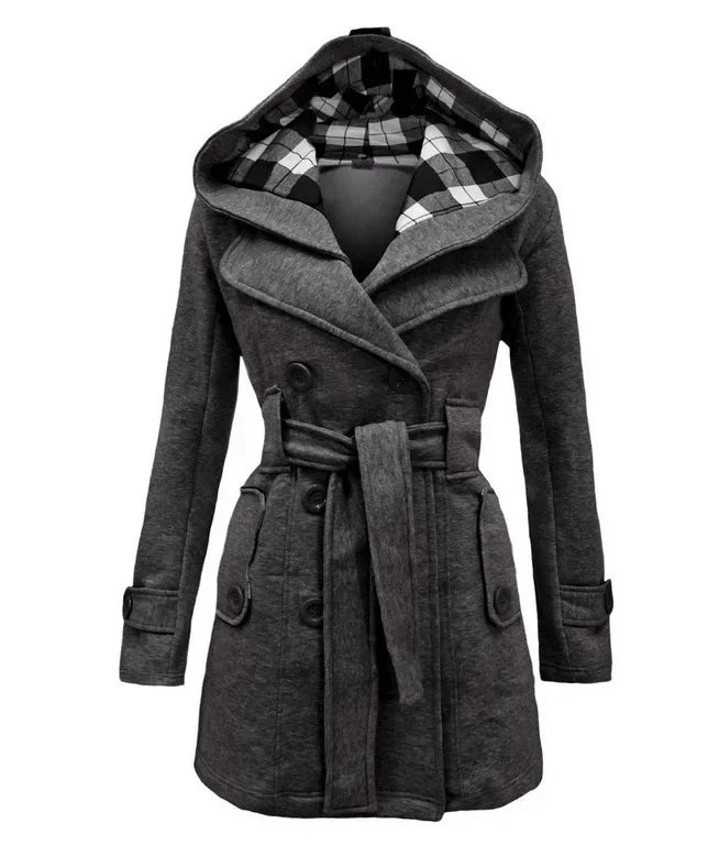 Trendy Chequered Hooded Overcoat for