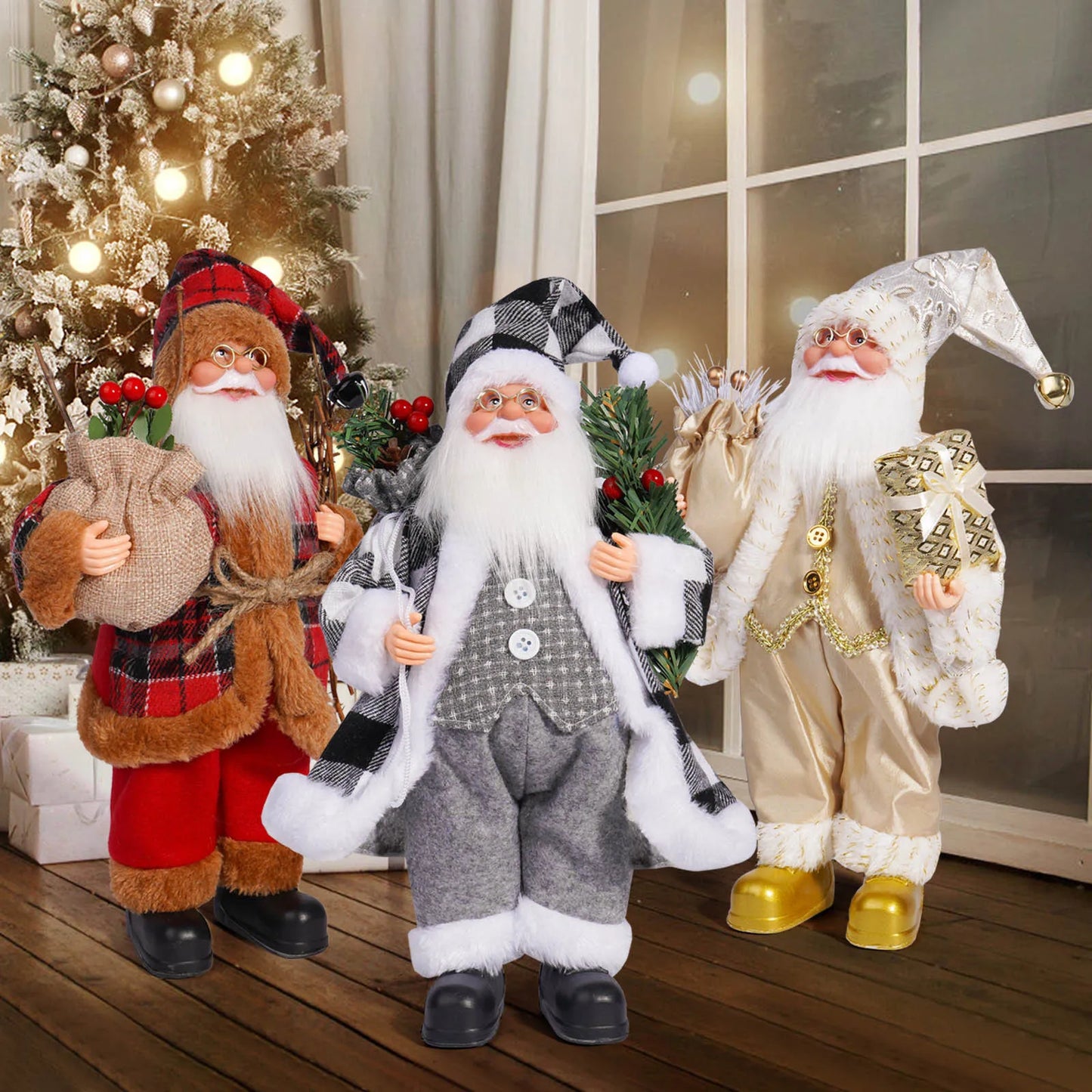 12 Zoll große stehende Weihnachtsmannfigur als Dekoration