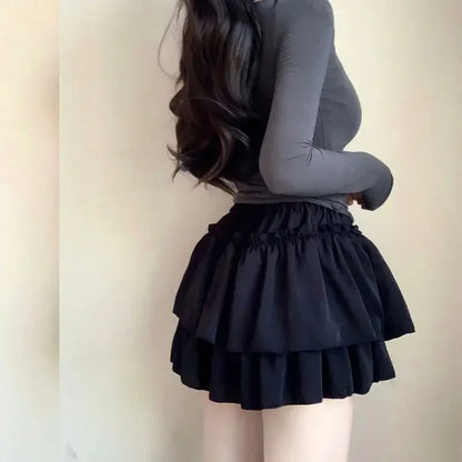 Kawaii White Ruffle Chiffon Mini Skirt