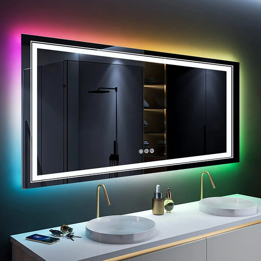 Grand miroir de courtoisie rétroéclairé pour salle de bain