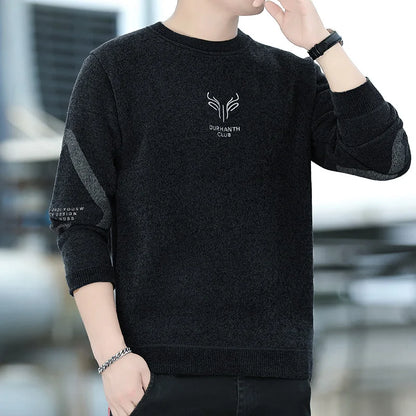 Men's Stripe Velvet Pullover - Luxury Sweater