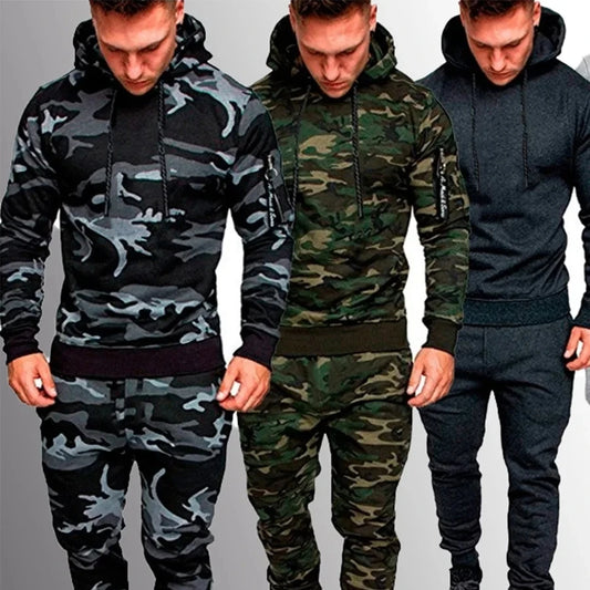 Survêtement de course à capuche respirant camouflage pour homme