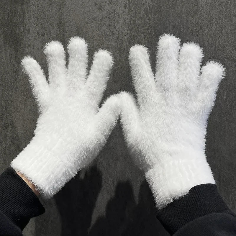 Fingerlose warme Handschuhe aus Korallensamt