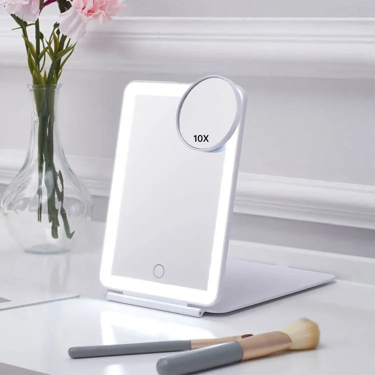 Miroir de courtoisie à écran tactile éclairé par LED pliant