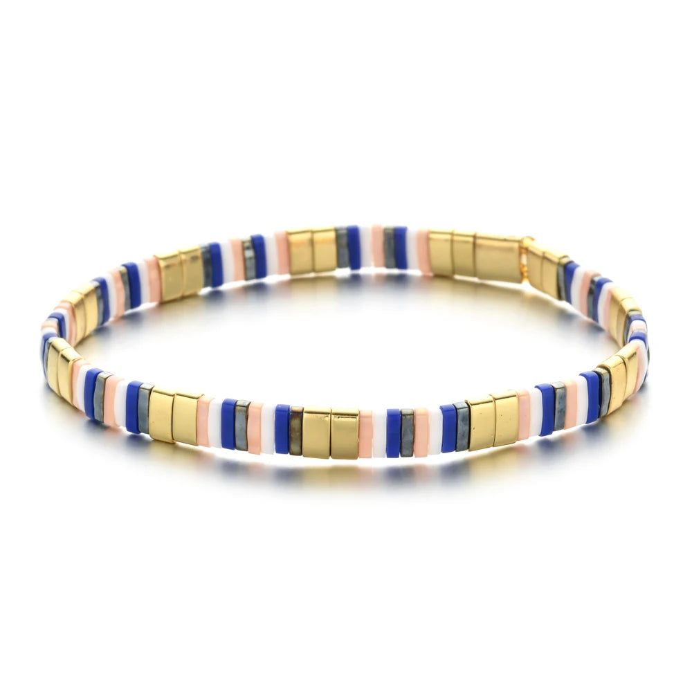 Women's Tila Beads Elastic Geometric Bracelet
