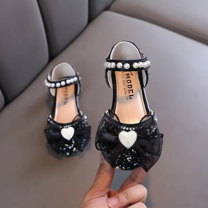 Elegant Rhinestone Bow Princess Sandals for Girls