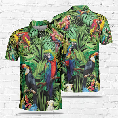 Parrot Print Polo Shirt for Men