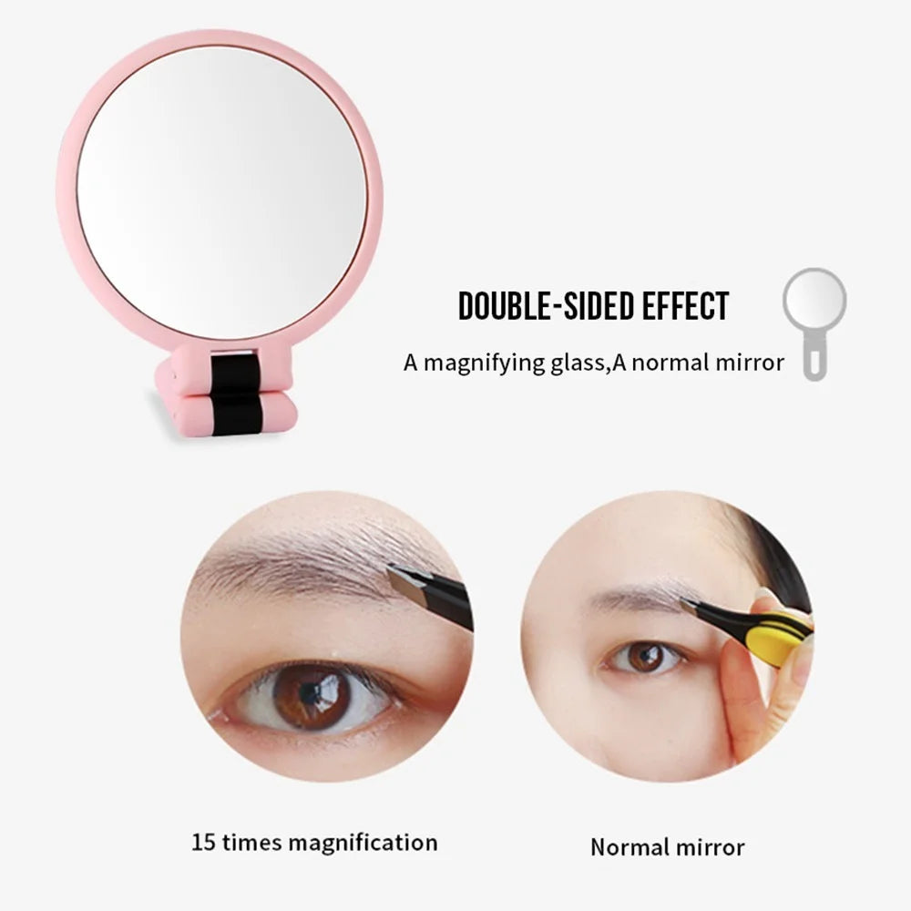 Miroir de courtoisie de maquillage pliant double face portatif