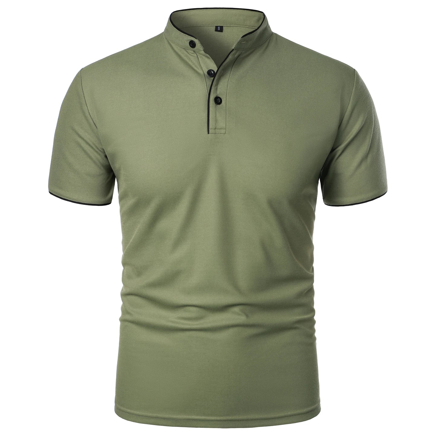 Men's solid color short-sleeved stand Neck T-shirt