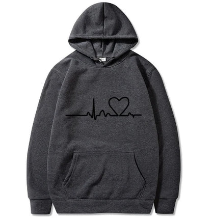 Women's Full Sleeve Heartbeat Print Hoodie