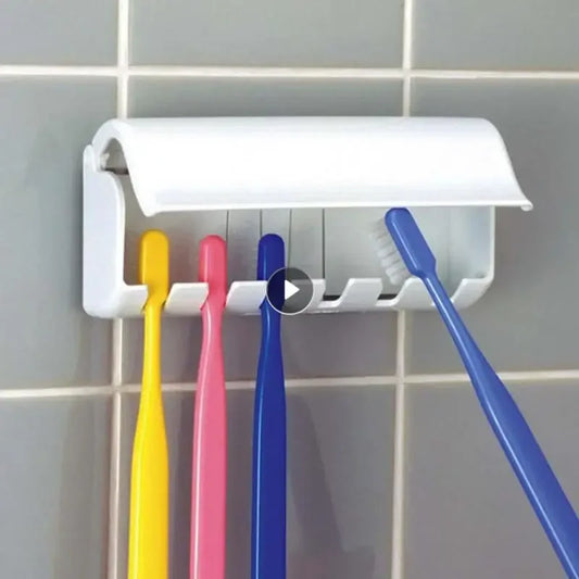 Punch-Free Wall-Mounted Toothbrush and Toothpaste Holder