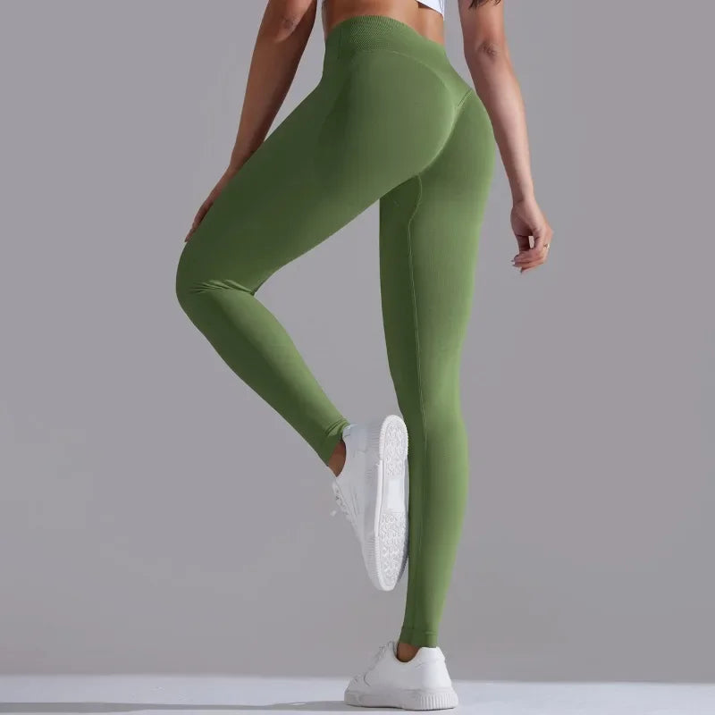 Nahtlose Yoga-Leggings mit gekreuzter hoher Taille