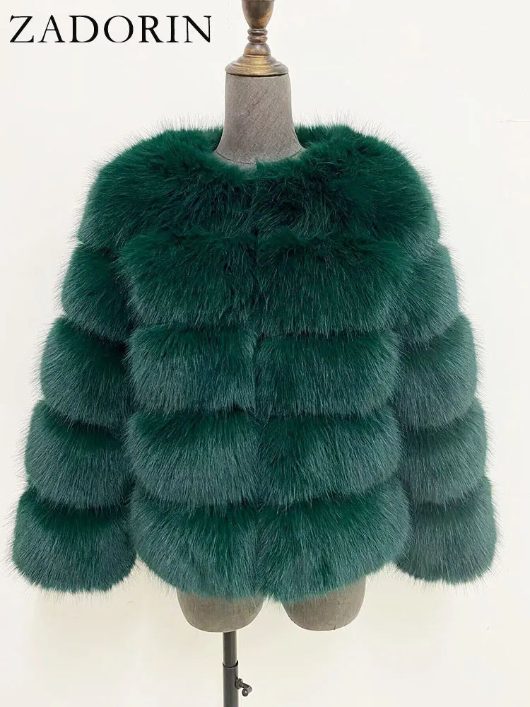 Elegant Black Faux Fur Mink Coat