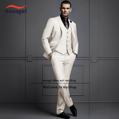 Costume élégant gris foncé pour homme, trois pièces, smoking de mariage, coupe slim, veste, pantalon, gilet, costume de fête formel pour homme
