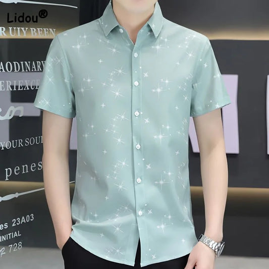 Men's Printed Polo-Neck T Shirt - Summer Short Sleeve Streetwear