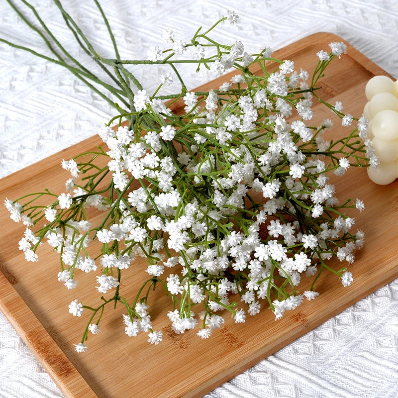 Bouquet de 90 têtes de fleurs artificielles blanches décoratives