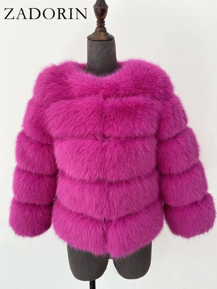 Elegant Black Faux Fur Mink Coat