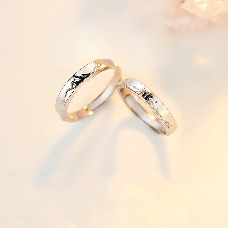 2Pcs Simple and Elegant Moissanite Platinum Wedding Rings