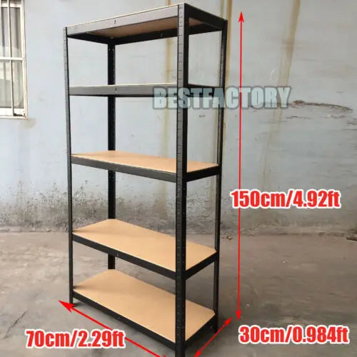 Sheds 150cm/180cm  Height Racking Storage Shelves - Metal Shelving 5 Tier Boltless Garage