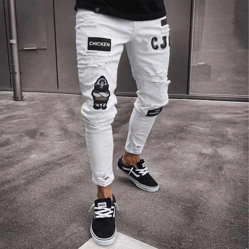 Zerrissene Skinny Jeans mit Knieloch für Herren