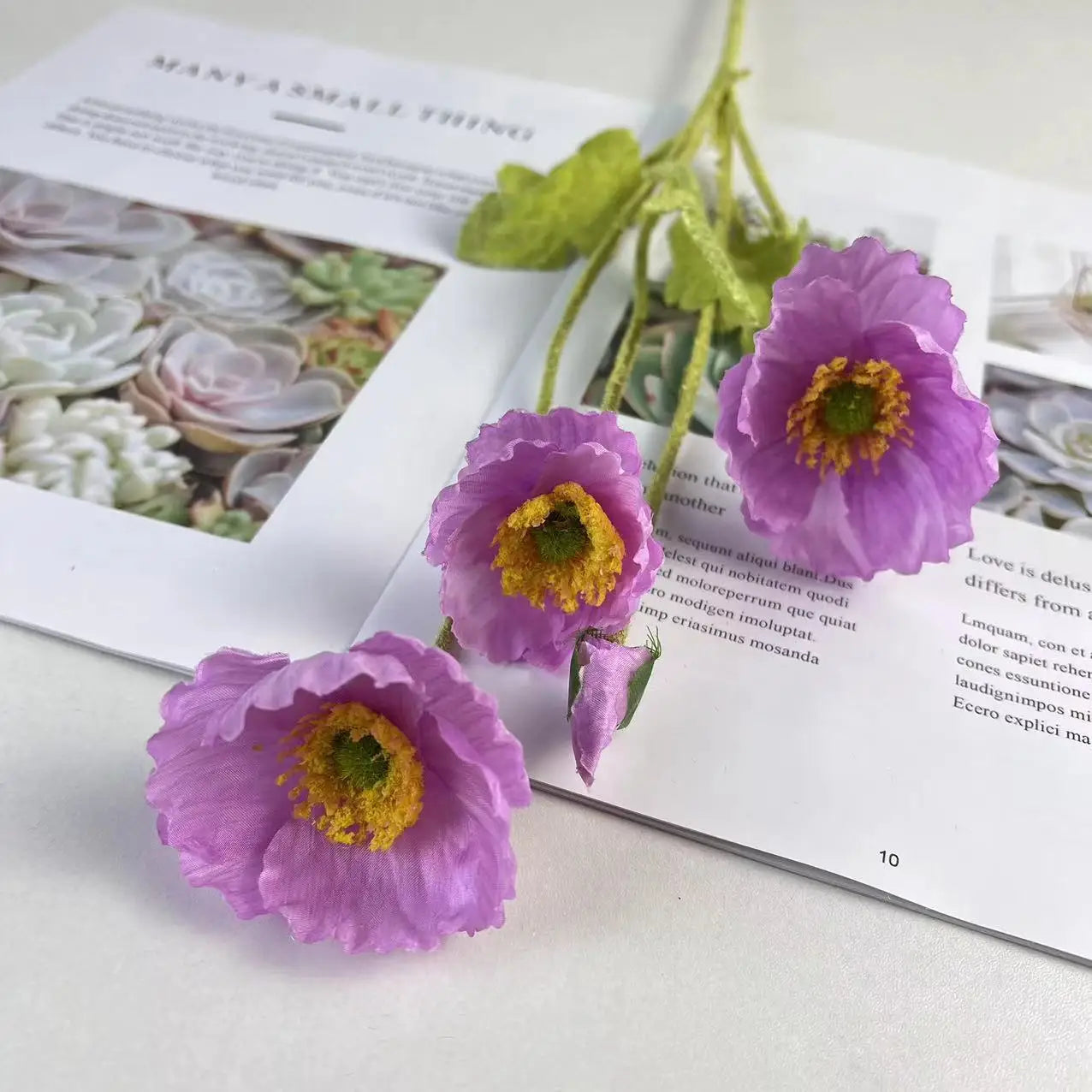 Bouquet de fleurs artificielles en soie de pavot pour décoration d'intérieur