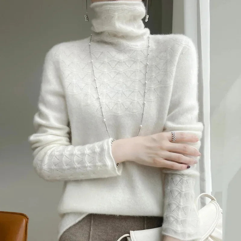 Women's Loose Knitted Wool High Neck Sweater