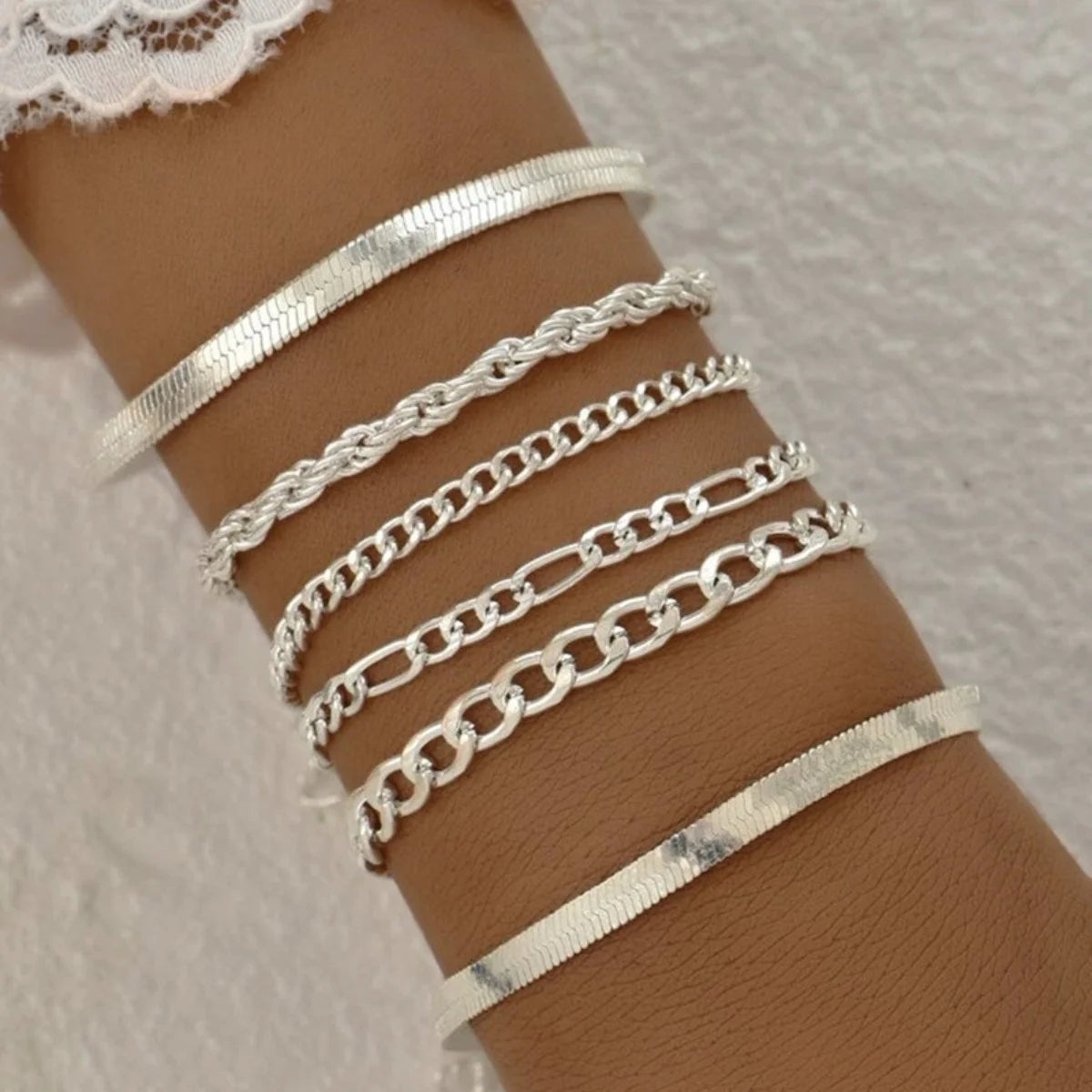 Metall-Twist-Kettenarmband-Set für Damen