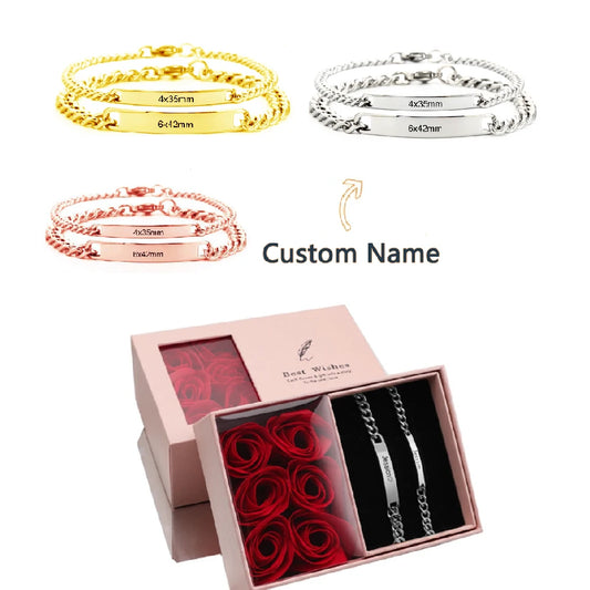 Personalized Stainless Steel Name Bracelet Set