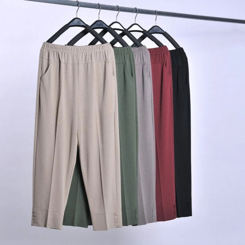 Plus Size High Elastic Straight Leg Pants