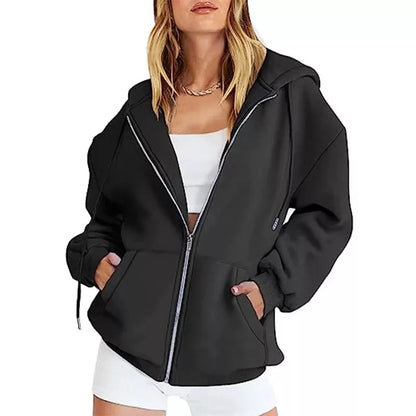Herbst Winter Reißverschluss Hoodie Damen Oberbekleidung