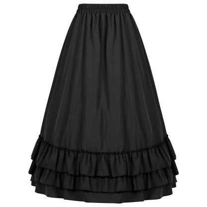 Brown Ruffled High Waisted Victorian Skirt
