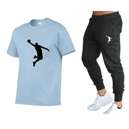 Men's Luxury Designer Tracksuit: T-Shirt & Pants Set
