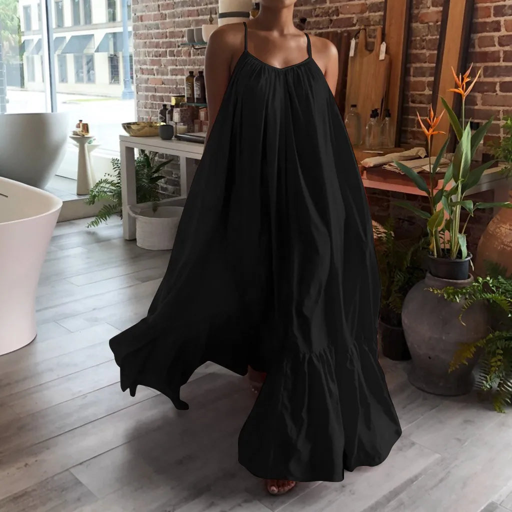 Sexy Sleeveless Backless Big Swing Maxi Long Dress