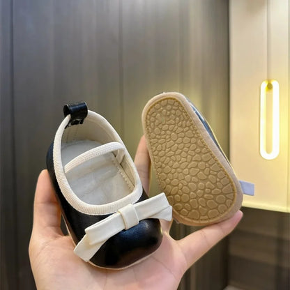 Chaussures antidérapantes pour nouveau-né fille avec nœud princesse pour fête de mariage