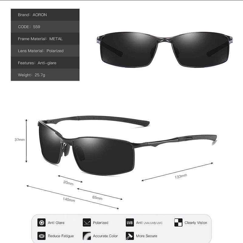 Lunettes de soleil polarisées à monture métallique