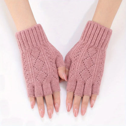 Gants d'hiver doux à demi-doigts en polaire de vison