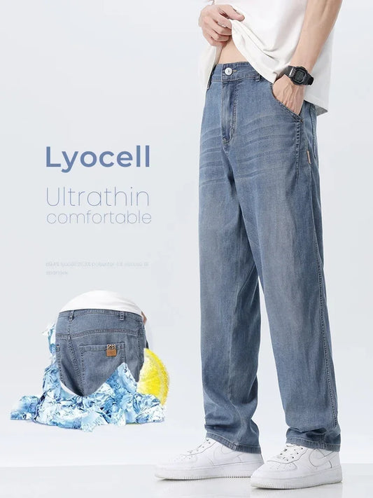 Lockere Sommerjeans aus Lyocell mit weitem Bein