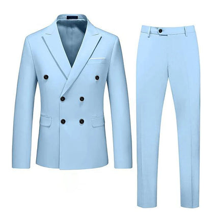 Sky Blue Double Breasted Suit for Men