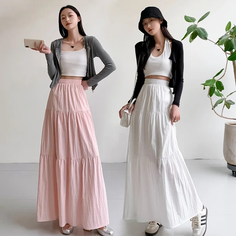 White Long Y2K Skirt for Women